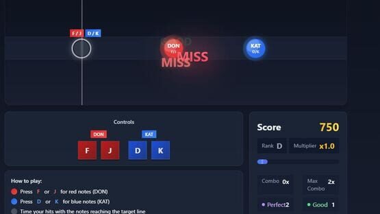 Screenshot Taiko on the Web