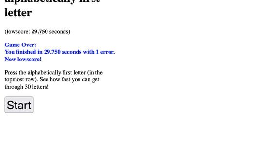 Screenshot Press the alphabetically first letter