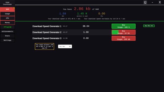 Screenshot Download RAM Idle