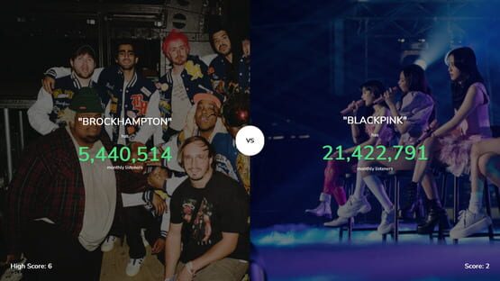 Screenshot Higher or Lower: Spotify Edition