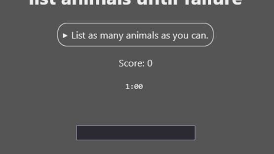 Screenshot List Animals Until Failure