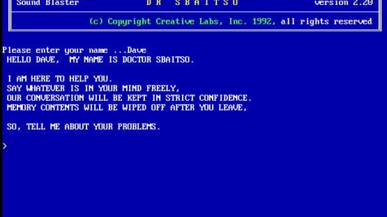 Screenshot Dr. Sbaitso