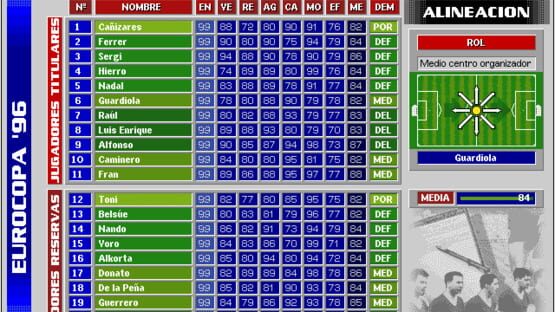 Screenshot PC Selección Española de Fútbol Eurocopa '96