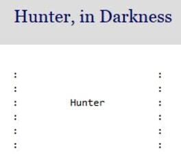 Cover Hunter, in Darkness