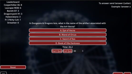 Screenshot Streamers Interactive Quiz Game