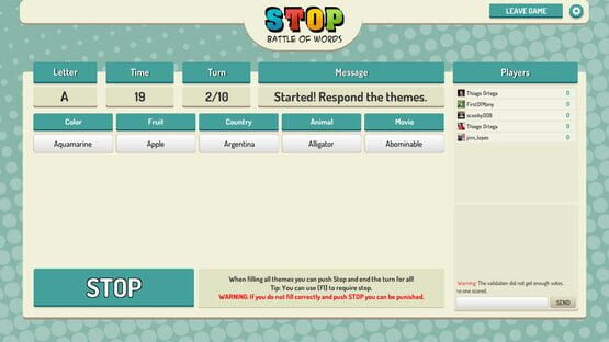 Screenshot Stop Online: Battle of Words