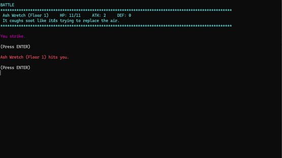 Screenshot Nick's Text Adventure