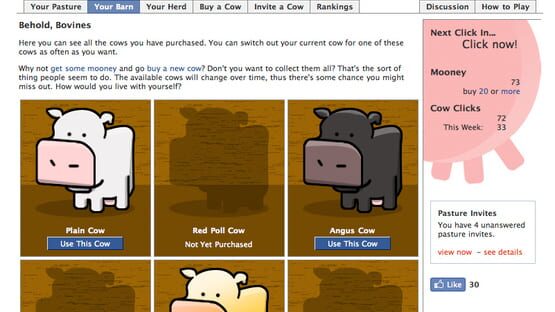 Screenshot Cow Clicker