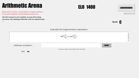 Screenshot Arithmetic Arena