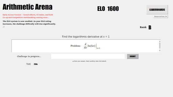 Screenshot Arithmetic Arena