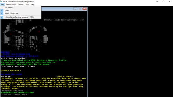 Screenshot City of Ages: Picture Supportive Text MUD