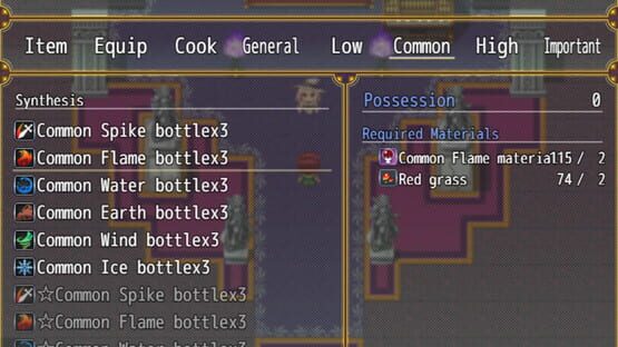 Screenshot Item Synthesis and Dungeon Exploration