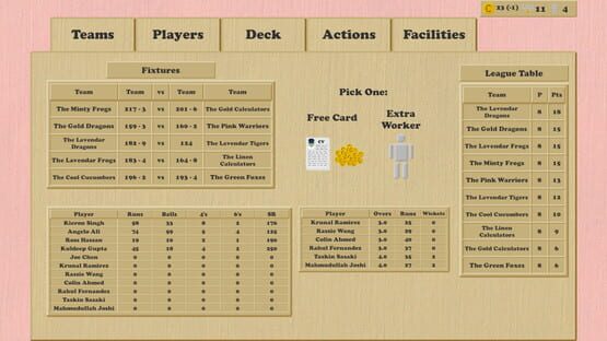Screenshot Cool Cucumber Cricket Manager