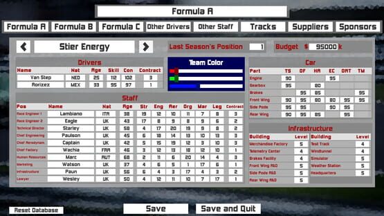 Screenshot Formula Racing Manager