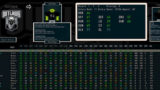 Screenshot FFFL: Brutalball Manager