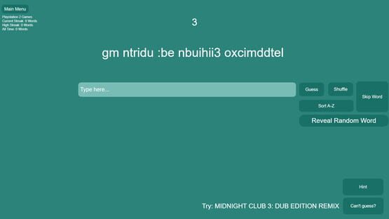 Screenshot Shuffled Words