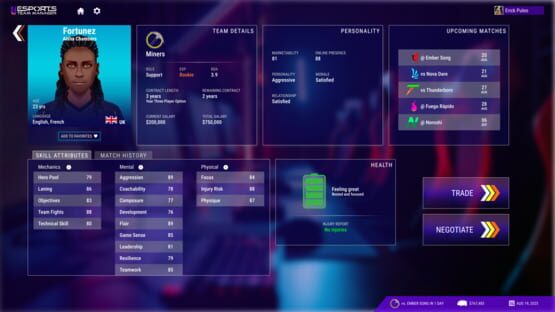 Screenshot Esports Team Manager