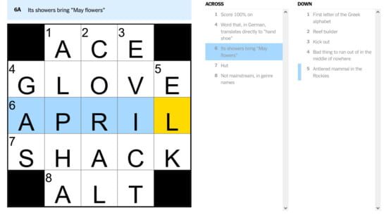 Screenshot The Mini Crossword