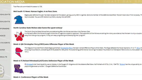 Screenshot Draft Day Sports: College Football 2018