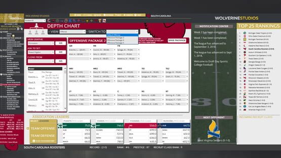 Screenshot Draft Day Sports: College Football 2019