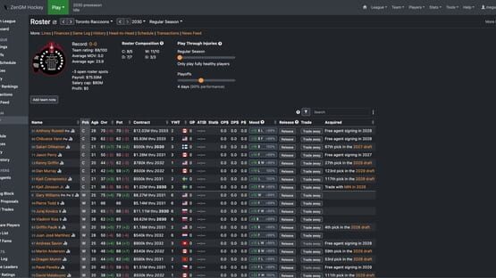 Screenshot ZenGM Hockey