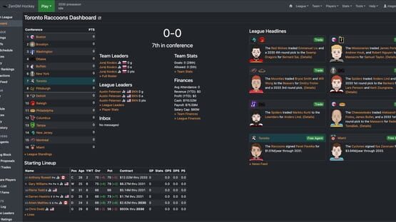 Screenshot ZenGM Hockey